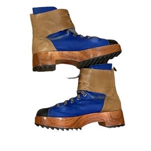 Yohji Yamamoto Y3 Adidas Womens Blue Ankle Boots Zip Laces Straps Sz 8